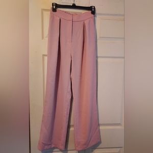 Funyyzo Womens Wide Leg Size 2 Pink Pants High Waist Elastic Back Business Work